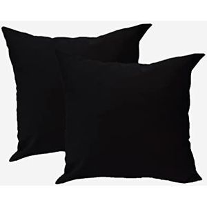 Kussensloop, kussensloop, sierkussen, 2 stuks, 100% katoen, collectie concept, kleur en grootte naar keuze (kussensloop set van 2-40x40cm, zwart)