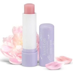 Jean & Len Intensief verzorgende lippenbalsem, voor soepel zachte lippen, beschermt de lippen tegen uitdrogen, met rozenbloesemwas en biologische arganolie, lippenverzorging, zonder minerale olie
