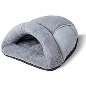 Mikki Hond, Kat, Puppy, Kitten, Ultra Zachte Faux Fur Kalmerende Comfort Slaapzak, Bed, Hideout, Antislip Base - Klein Grijs