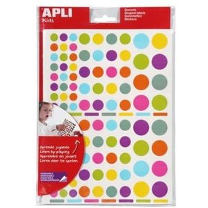APLI Kids 102612 - Meerkleurige geometrische stickers - 4940 stickers met verwijderbare lijm - 7 peps kleuren.