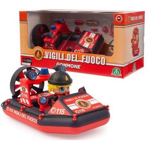 Giochi Preziosi Brandweer - rubberboot brandweerspeelgoed met origineel, 7 cm groot figuur inclusief scharnier, rijk aan accessoires, voor kinderen vanaf 4 jaar