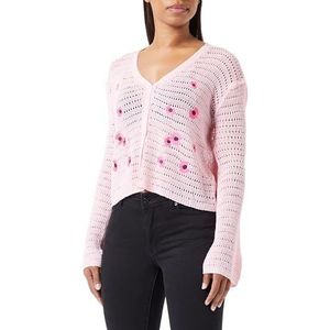 hoona Dames cropped gebreide jas 12422917-HO03, roze, XS/S, roze, XS/S