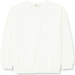 Koton Katoenen sweatshirt met lange mouwen voor meisjes, ronde hals, pailletten, ecru(010), 6-7 jaar
