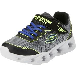 Skechers Jongens Trainers, zwart synthetisch/geel & blauw trim, 8 UK, Zwarte Synthetische Gele Blauwe Trim, 8 UK