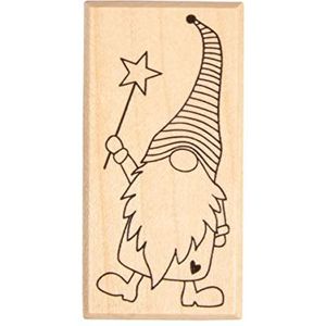 Rayher Stempels hout ""kabouter Elton"", 3 x 6 cm, houten stempel Kerstmis, voor het maken van kaarten, enveloppen, geschenken, boterstempel, 29240000