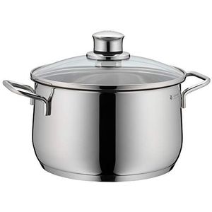 WMF Diadem Plus Kookpan, Diameter 20 cm, Glazen Deksel, Vleespan 3,7 L, Cromargan Gepolijst Roestvrij Staal, Zilver