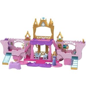 Mattel Disney Prinses Koets naar Kasteel Transformerende Speelset met kleine Aurora pop, 3 verdiepingen, 6 speelplekken, 4 figuren, meubels en accessoires HWX17