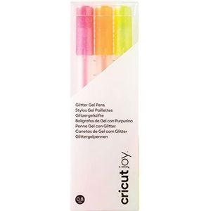 Cricut Joy 2009963 Glitter Gel Pen Set Neon Fijne steek 0,8 mm 3 Pack voor een Joy-applicatie, Multi, 3 stuks