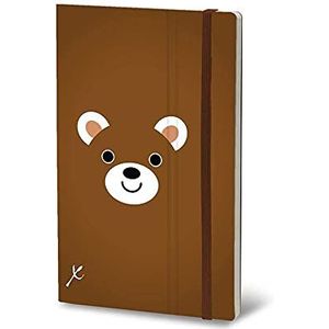 Stifflex Premium Animals SMILE Bear Notitieboek, 13 x 21 cm, M A5, klassiek notitieboek, dagboek, dagelijks notitieblok, hardcover en elastisch, FSC-gecertificeerd, hoogwaardig