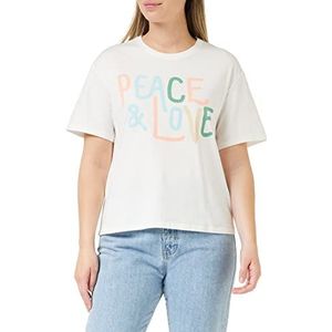 People Tree Dames Peace & Love T-shirt met print, Eco Wit, 36