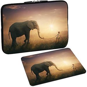 PEDEA Design beschermhoes notebook tas tot 17,3 inch (43,9 cm) met design muismat, olifant