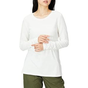 Amazon Essentials Women's T-shirt met lange mouwen en ronde hals in klassieke pasvorm (verkrijgbaar in grote maten), Wit, M