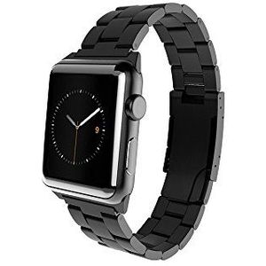 monowear mwmlbk20mtdg, metalen armband met roestvrijstalen sluiting, mat, voor Apple Watch 38 mm, zwart