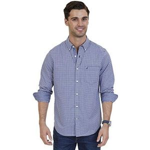 Nautica Heren Classic Fit Stretch Gingham shirt met lange mouwen Button Down overhemd, J Navy., XL