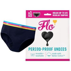 FLO Menstruatiebroek, menstruatieondergoed, slipje, postpartum, incontinentie, zware stroom, lekvrij, wasbaar, tieners, vrouwen - M
