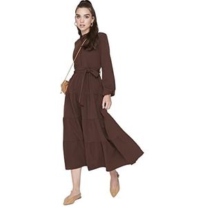 Trendyol - Bescheiden Maxi-Jurk - Donkerbruin - Katoen/Polyester
