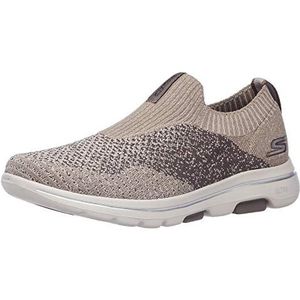 Skechers Heren Gowalk 5 Merrit Stretch Fit Gebreide Slip on Running Schoen Sneaker, Kaki, 42.5 EU