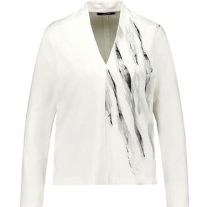 Taifun Dames V-hals shirt met lange mouwen print print op de voorkant, Offwhite patroon, 40