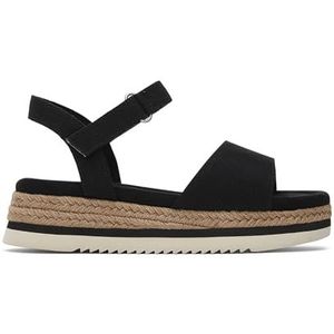 TOMS Diana Wedge Sandaal, Zwart Canvas, 1,5 UK, Zwart Canvas, 34.5 EU