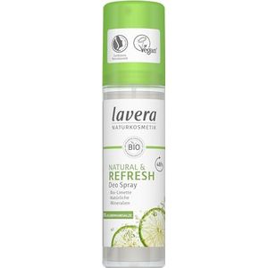 lavera Natural Refresh Deodorantspray, uniseks, deodorant met biologische limoen en natuurlijke mineralen, 48 uur betrouwbare bescherming, zonder aluminium, fris huidgevoel, veganistisch, natuurlijke