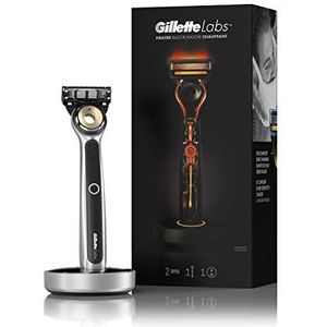 Gillette Labs Gillette Labs Verwamd Scheermes + Houder + 2 Scheermesjes Voor Mannen, Twee Warmteniveaus Voor Optimaal Comfort, Met Stekker Voor Oplaadstation,