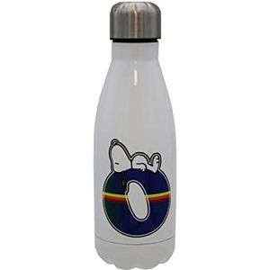 Snoopy - roestvrijstalen waterfles, hermetische sluiting, met veelkleurig letter O-ontwerp, 550 ml, witte kleur, officieel product (CyP Brands)