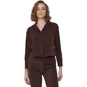 Trendyol Dames Dames Dames Getailleerde Standaard Reverskraag Gebreide Vest Trui, Bruin, XL, BRON, XL