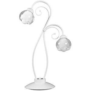 ONLI Tafellamp twee lampen van metaal wit glanzend met transparante glazen