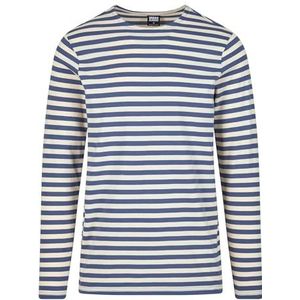 Urban Classics Heren Regular Stripe LS, herenshirt met lange mouwen, verkrijgbaar in vele verschillende kleuren, maten S - 5XL, Whitesand/vintage blauw, XL