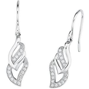 Amor oorbellen 925 sterling zilveren dames oorsieraden, met cubic zirkonia synth., 2,1 cm, zilver, Wordt geleverd in sieraden geschenkverpakking, 9963713