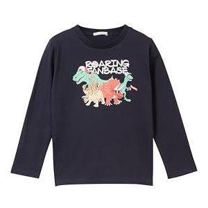 TOM TAILOR Jongens-kindershirt met lange mouwen met dino-print, 10668 - Sky Captain Blue, 92-98