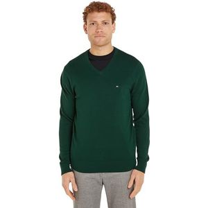 Tommy Hilfiger Heren Essential Katoen V-hals MW0MW14745, Pullover Sweater, Groen, XL, Groen (Sier Groen), XL