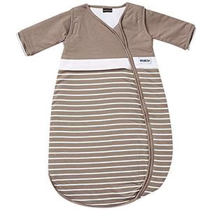 Gesslein Bubou 772178 Babyslaapzak met afneembare mouwen: temperatuurregulerende slaapzak voor het hele jaar, baby/kinderen maat 90 cm, strepen chocolade