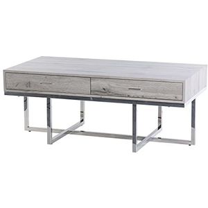 Adda Home Salontafel, roestvrij staal, natuurlijk hout/zilver, 120 x 60 x 45 cm