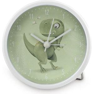 Hama 186431 kinderwekker ""Happy Dino"" zonder tikken (kinderhorloge met dino-motief voor jongens, wekker op batterijen, instelbare alarmtijd, ook ideaal als leerklok), groen