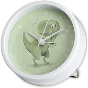 Hama 186431 kinderwekker ""Happy Dino"" zonder tikken (kinderhorloge met dino-motief voor jongens, wekker op batterijen, instelbare alarmtijd, ook ideaal als leerklok), groen