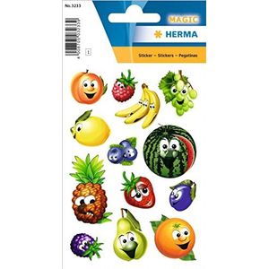 HERMA 3233 stickers ""vrucht"" met wiebelogen, zelfklevende stickers met fruitmotieven voor jongens, meisjes en verjaardagen, 13 fruitstickers voor kinderen