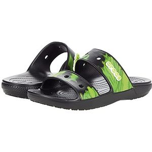 Crocs Unisex Classic Tie-dye Graphic Sandaal verstopping, Black Lime Punch, 39/40 EU