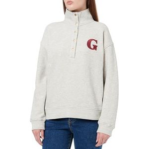 G Badge Half Button UP Sweat, lichtgrijs gem., XS