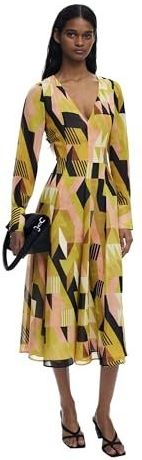 Jurk - Geometrische Print - Midi - A-lijn - Ontworpen door Monsieur Christian Lacroix