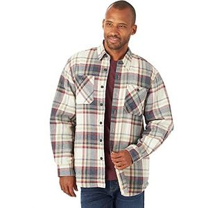 Wrangler Authentics Herren Langrmelige Flanell-hemdjas mit Sherpa-Futter Hemd, Licht Beige Heather, S