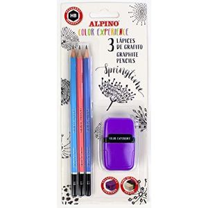 Alpino Color Experience 3 grafietpotloden + puntenslijper met houder en gum | HB-potloden | professionele grafietpotloden