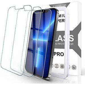 Lugege Displaybeschermfolie voor iPhone 13 Pro Max, gehard HD-glas, krasbestendig, werkt met de meeste hoesjes, 6,7 inch, verpakking van 3, transparant