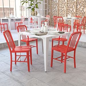 Flash Furniture Stoel voor binnen en buiten, metaal, rood, 50,8 x 39,37 x 84,46 cm