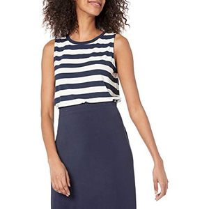 Amazon Essentials Dames Relaxed-Fit Mouwloze Muscle Tank Top, Navy White Placed Streep, XX-Large