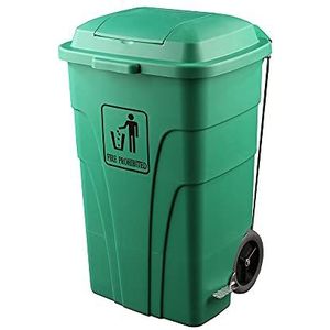 OFITURIA® Vuilnisemmer met pedaalbak voor afvalcontainer van polyethyleen, veelzijdig bruikbaar, 120 l, kleur groen