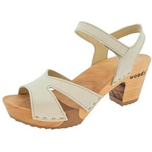 Woody Dames Carmen houten schoen, crème, 37 EU, Crème, 37 EU