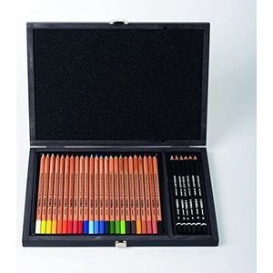 LYRA Rembrandt Polycolor, kleurpotloden voor mooie kunst, houten doos, 24 verschillende kleuren, 6 grafietstiften, 30 stuks