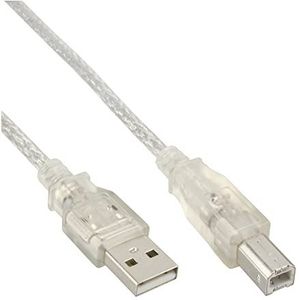 USB naar USB-B kabel - USB2.0 - tot 0,5A / transparant - 7 meter