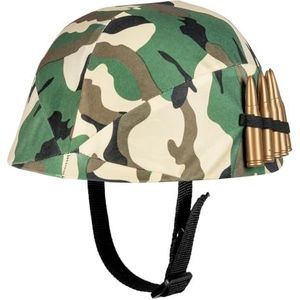 Boland 01413 Militaire helm voor kinderen, camouflage, camouflage, verstelbare maat, met munitie, soldaat, leger, kostuum, carnaval, themafeest